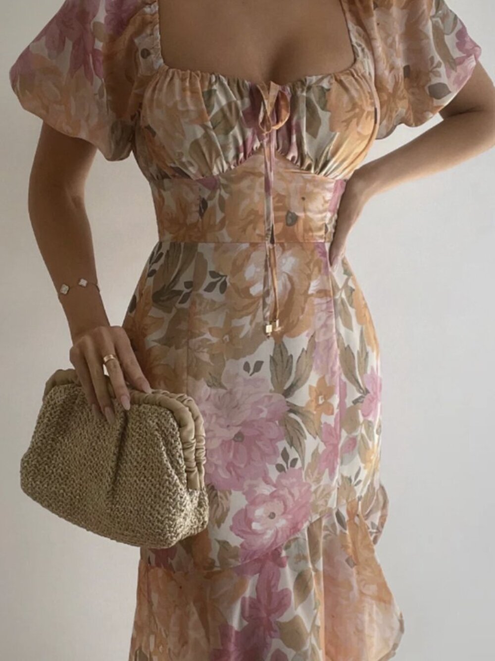 BNWT Showpo Jasalina Midi Dress Puff Sleeve Dress in Elegant Rose Retail $122